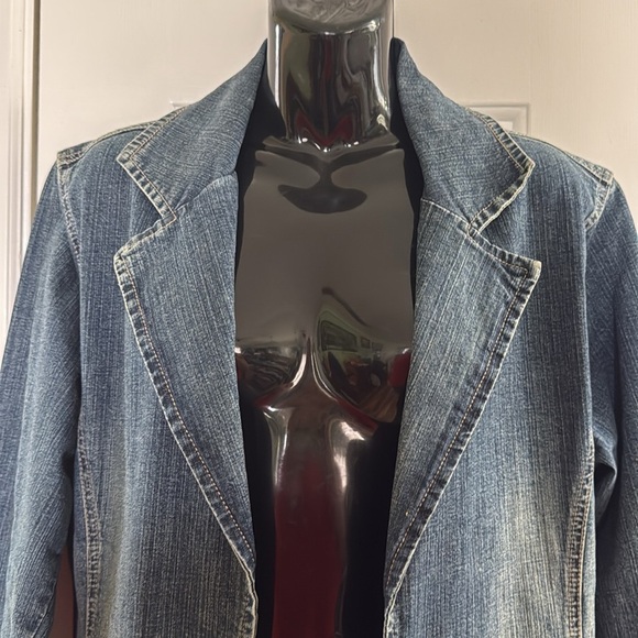 Vintage Y2K Ethyl Denim Longline A-Line Trendy 90s 00s Jacket Coat Size Medium - Picture 8 of 10